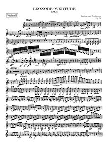 Partition violons II, Leonora Overture No. 3, C major, Beethoven, Ludwig van