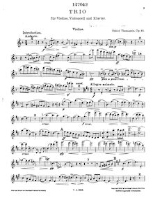 Partition de violon, Piano Trio, Op.62, Thomassin, Désiré