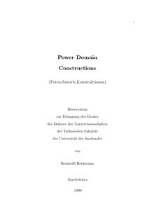 Power domain constructions [Elektronische Ressource] = Potenzbereich-Konstruktionen / von Reinhold Heckmann
