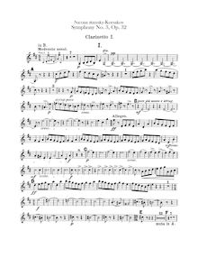 Partition clarinette 1, 2 (en B♭, A), Symphony No.3, Rimsky-Korsakov, Nikolay