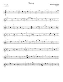 Partition ténor viole de gambe 2, octave aigu clef, pavanes et Galliards pour 5 violes de gambe par Peter Philips