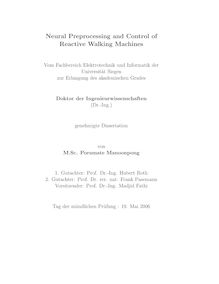 Neural preprocessing and control of reactive walking machines [Elektronische Ressource] / von Poramate Manoonpong