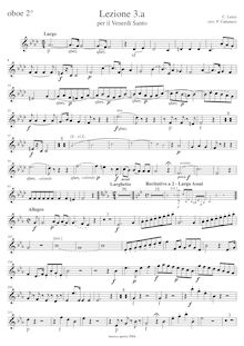 Partition hautbois 2, Lezione 3a per il Venerdì Santo, F minor, Lenzi, Carlo