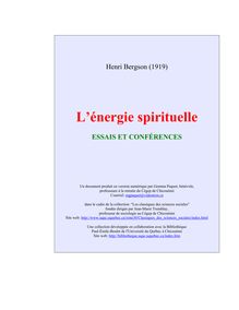 Bergson   l énergie spirituelle