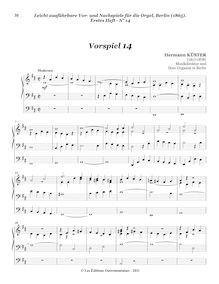 Partition Vorspiel 14, Leicht ausführbare Vor- und Nachspiele für die Orgel, bande 1