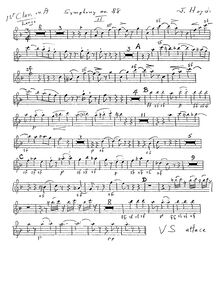 Partition clarinette 1 (en A, ad lib.), Symphony No.88 en G major