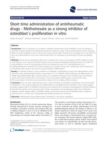 Short time administration of antirheumatic drugs - Methotrexate as a strong inhibitor of osteoblast s proliferation in vitro
