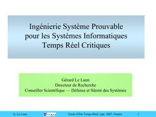 Ingénierie Système Prouvable pour les Systèmes Informatiques Temps ...
