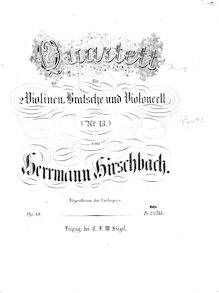 Partition violon 1, corde quatuor No.13, Op.49, B minor, Hirschbach, Herrmann