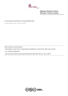 L haussmannisme montpelliérain - article ; n°1 ; vol.106, pg 23-38