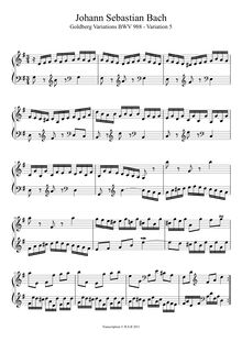 Partition Variation 5, Goldberg-Variationen, Goldberg Variations ; Aria mit 30 Veränderungen ; Clavier-Übung IV