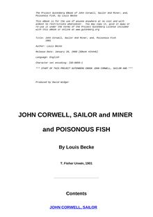 John Corwell, Sailor And Miner; and, Poisonous Fish - 1901