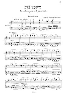 Partition complète, pour Two Widows, Dvě vdovy ; Zwei Witwen par Bedřich Smetana