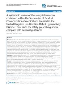 A systematic review of the safety information contained within the Summaries of Product Characteristics of medications licensed in the United Kingdom for Attention Deficit Hyperactivity Disorder. how does the safety prescribing advice compare with national guidance?