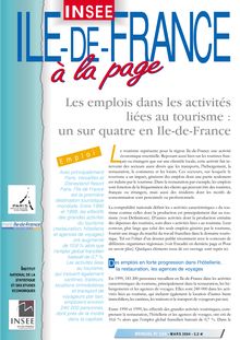 Les emplois dans les activités liées au tourisme : un sur quatre en Ile-de-France