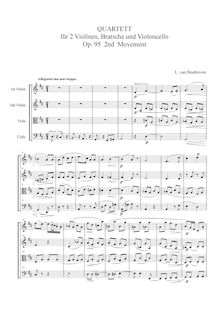 Partition , Allegretto ma non troppo, Allegro assai vivace ma serioso, corde quatuor No.11, Op.95