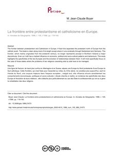 La frontière entre protestantisme et catholicisme en Europe. - article ; n°588 ; vol.105, pg 119-140
