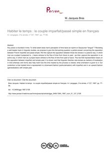 Habiter le temps : le couple imparfait/passé simple en français - article ; n°127 ; vol.31, pg 77-95