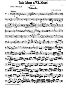 Partition violoncelle, 3 Themes of Mozart pour violon et violoncelle