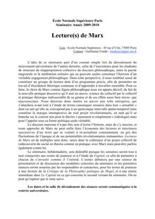 Lecture(s) de Marx