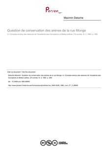 Question de conservation des arènes de la rue Monge - article ; n°3 ; vol.27, pg 268-268