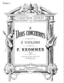 Partition violon 1, 3 Duos Concertants pour 2 violons, 3 Duos Concertants pour 2 Violons