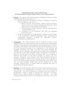 CHARTER OF THE AUDIT COMMITTEE 
