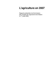 L agriculture en 2007 - Rapports présentés à la Commission des Comptes de la Nation le 1er juillet 2008