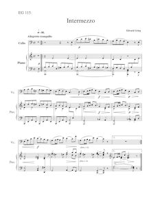 Partition violoncelle et partition de piano, Intermezzo, Grieg, Edvard