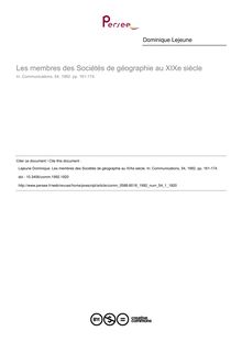 Les membres des Sociétés de géographie au XIXe siècle - article ; n°1 ; vol.54, pg 161-174