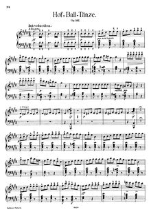 Partition Transcription pour piano solo, Hofballtänze, Op.161, Lanner, Joseph