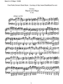 Partition complète, March en E, D.606, E major, Schubert, Franz par Franz Schubert
