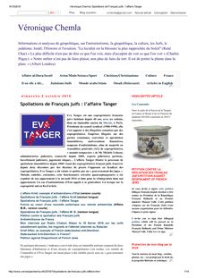 Spoliations de Français juifs : l affaire Tanger