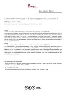 La Révolution française vue de l ambassade de Danemark à Paris (1788-1794) - article ; n°1 ; vol.286, pg 499-513