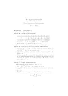 Corrige BTSBIOCON Mathematiques 2002