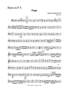 Partition cor 4 (F) , partie, Prelude et Fugue en C major, BWV 545