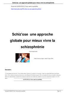 Schiz ose une approche globale pour mieux vivre la schizophrénie