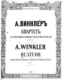 Partition complète, Piano quatuor, Op.8, G minor, Winkler, Aleksandr
