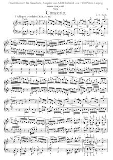 Partition complète, clavecin Concerto No.1, D minor, Bach, Johann Sebastian