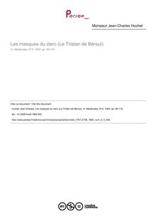 Les masques du clerc (Le Tristan de Béroul) - article ; n°5 ; vol.2, pg 96-116
