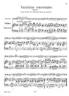 Partition de piano, Variations concertantes, Op.17, D Major