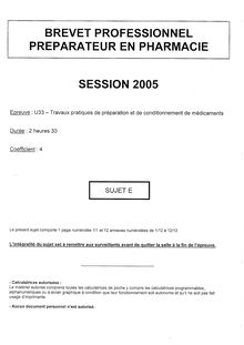 Bp pharma travaux pratiques de preparation et de conditionnement de medicaments 2005
