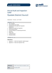 RY001 Annual Audit and Inspection Letter