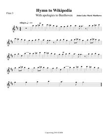 Partition flûte 3, Hymn to Wikipedia, D major, Matthews, John-Luke Mark