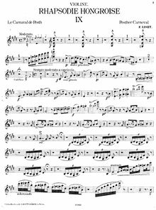 Partition de violon, Hungarian Rhapsody No.9, Pesther Carneval / Le carnaval de Pesth