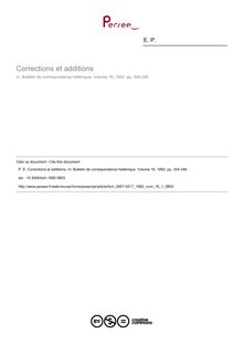 Corrections et additions - article ; n°1 ; vol.16, pg 344-346