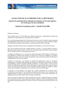 ALLOCUTION DE M. LE PRÉSIDENT DE LA RÉPUBLIQUE Journée de ...