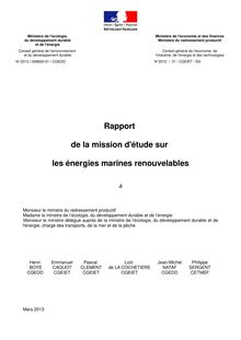 Rapport de la mission d étude sur les énergies marines renouvelables