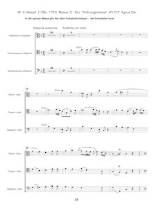 Partition Trombone 1/2/3 (ATB), Mass, Krönungsmesse ; Coronation Mass ; Mass No.15 ; Missa