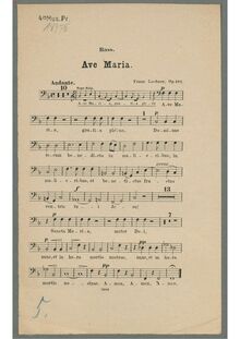 Partition Basses, Ave Maria, Op.162, F major, Lachner, Franz Paul